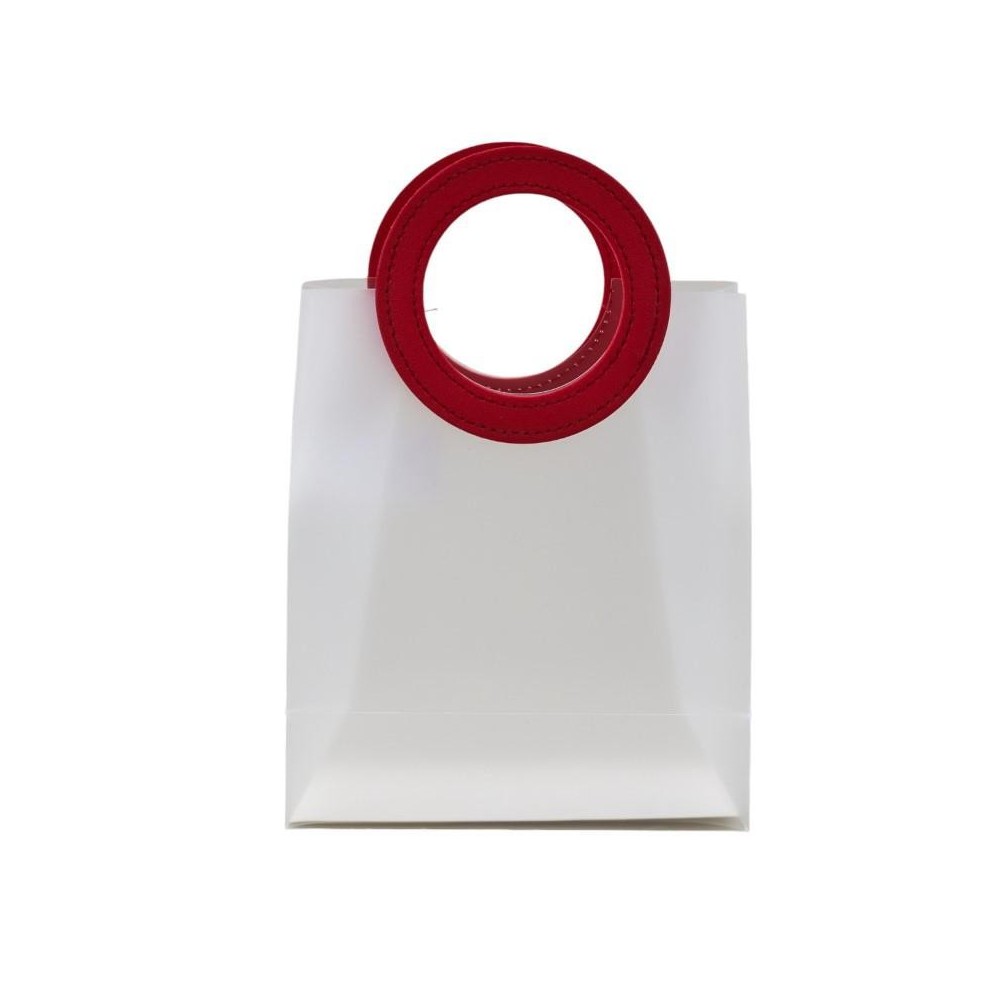 BORSETTA PC C MANICO TONDO ROSSO H18X16X8